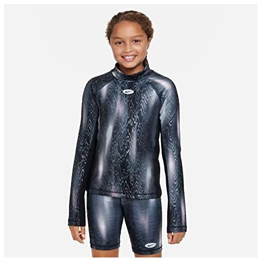 Nike g np df ic nvlty wrm top aop tight, schwarz, 7-8 anni bambine e ragazze