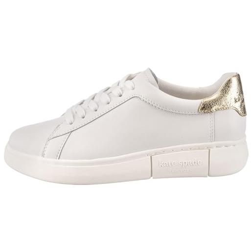 Kate Spade New York lift, sneaker da donna stringate, bianco (optic white)/oro chiaro, 37.5 eu