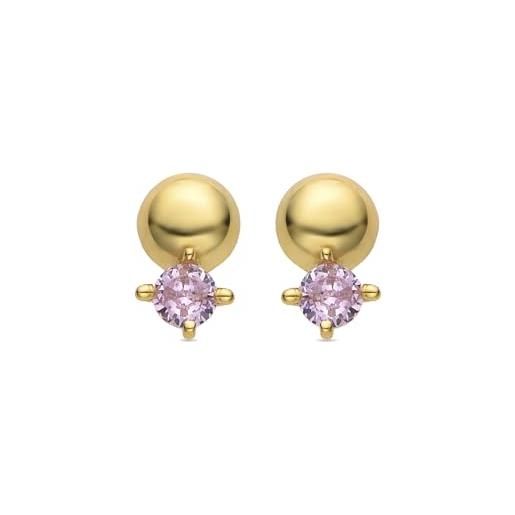 LUXENTER pendientes sako de plata de ley 925 y circonita rosa acabados en oro amarillo de 18k. 