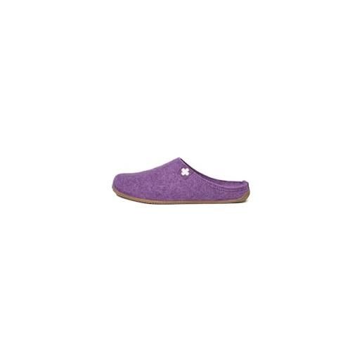 Living Kitzbühel pantofole in feltro a croce - pantofole per bambini e donne in lana - traspiranti e antiscivolo - realizzate a mano in europa, viola - purple magic, 38 eu