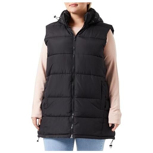 Noisy may nmnew aurora-gilet con cappuccio noos curve trapuntato, nero, 54 donna
