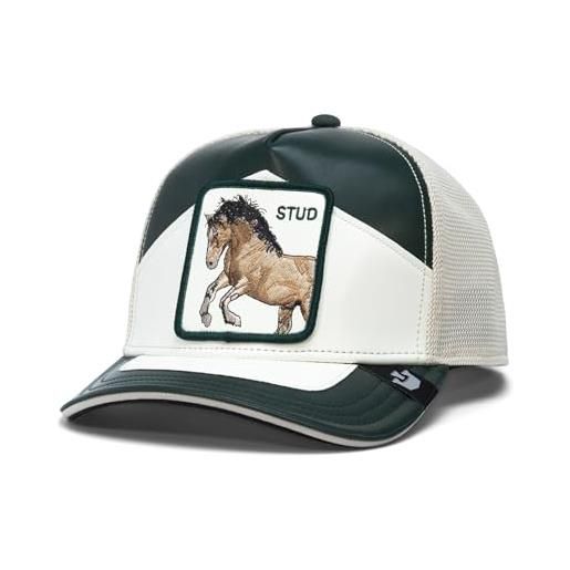 Goorin Bros. cappello moto stud con visiera misto pelle bianco/verde uni