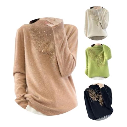 Dasongff maglione da donna mohair a collo alto sotto maglione in maglia elegante color block pullover leggero casual a maniche lunghe maglione basic caldo alto maglione autunno inverno, colore: 