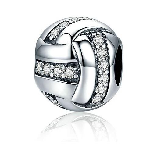 JYRRONG charm a forma di palla da pallavolo in argento sterling 925, idea regalo per compleanni, per braccialetti pandora