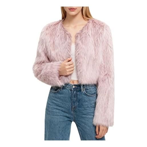 Amazhiyu, cappotto di pelliccia da donna, giacca corta in pelliccia sintetica, giacca in pelliccia sintetica, giacca in pelliccia sintetica con cappuccio, giacca in pile in pelliccia sintetica a