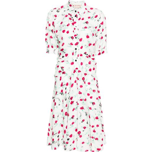 Marni abito midi con stampa reverie - bianco