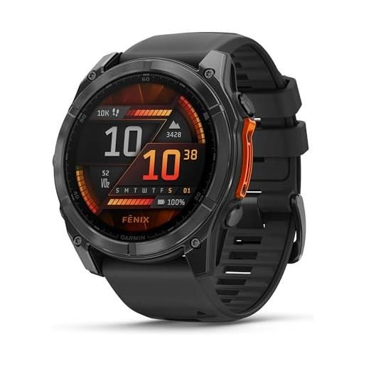 Garmin fēnix 8,51mm, display amoled 1,4, touch, pulsanti induttivi, speaker e microfono, comandi vocali, gps multibanda, torcia, mappe, 90+ app per lo sport, autonomia 29 giorni (slate gray & black)