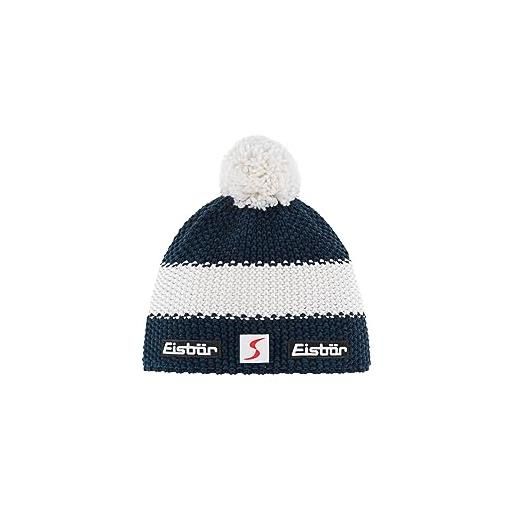 Eisbär berretto con pompon skipool beanie lavorato a maglia in lana taglia unica - blu-bianco
