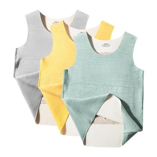 AOOPOO 3 pezzi magliette senza maniche intime termico in cotone basics per bimbo e bimba canottiera bambino girocollo invernale ragazzo intimo caldo