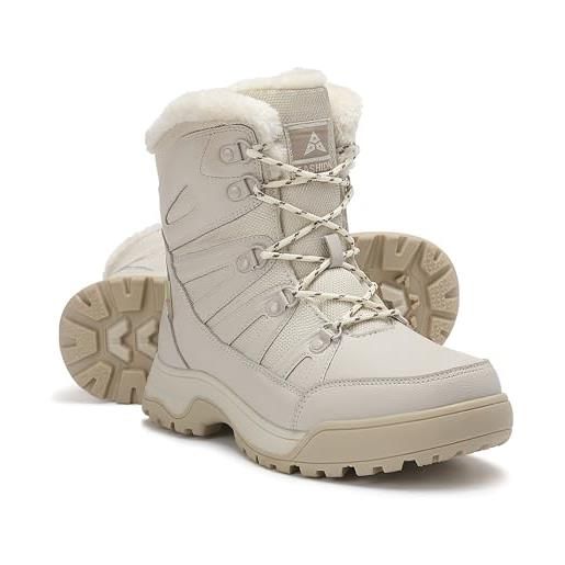 ZPAWDH donna stivali da neve foderato caldo impermeabili antiscivolo outdoor scarpe da inverno beige 40eu