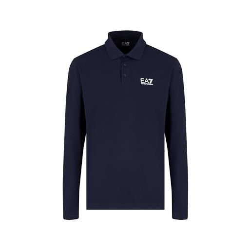 EA7 emporio armani polo a maniche lunghe core identity in cotone stretch da uomo, 8npf15 (it, testo, 3xl, regular, regular, blu)