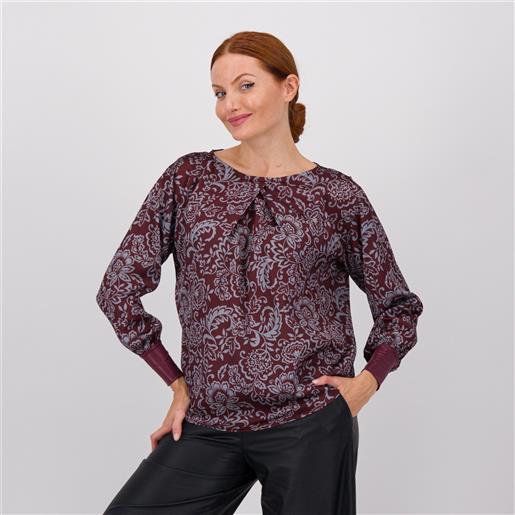 Bianca Della Torre blusa in raso fantasia con inserti in tessuto spalmato