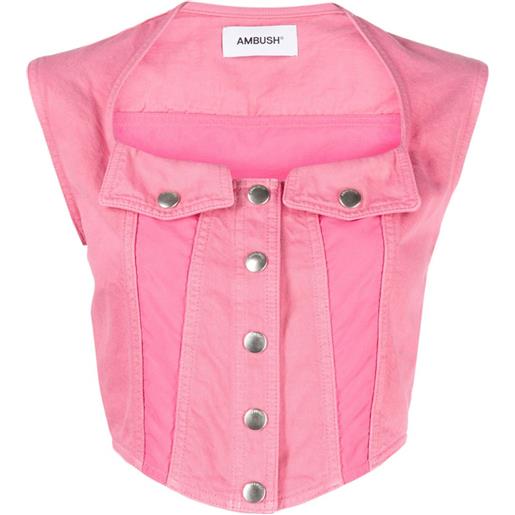 AMBUSH top denim corto - rosa