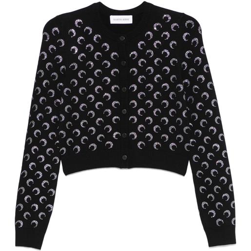 Marine Serre cardigan moon con strass - nero