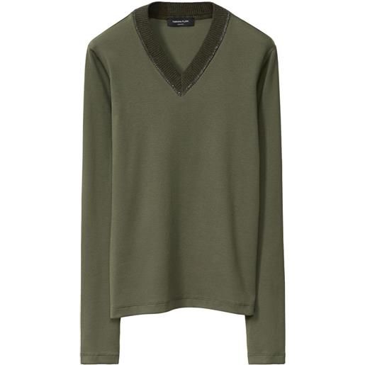 Fabiana Filippi t-shirt in jersey con scollo a v - verde
