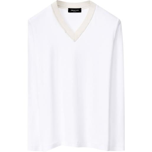 Fabiana Filippi t-shirt in jersey con scollo a v - bianco