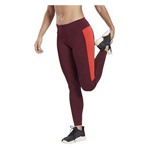 Reebok re tight - leggings da donna, donna, maglie, ft1016_xs, granata, xs