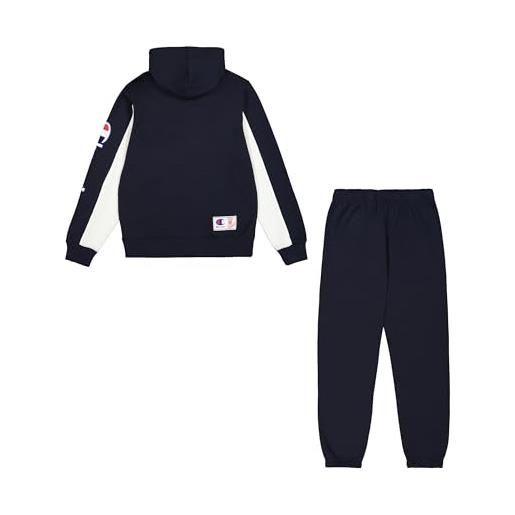 Champion legacy retro sport (220412) -soft compact powerblend fleece hooded tuta sportiva, blu marino/blu profondo (nny/bai/wht), xs uomo