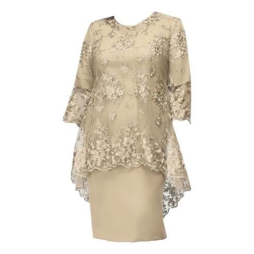 ThiCc abito formale da donna per la madre della sposa, estivo, elegante, taglie forti, set da 2 pezzi, abito tubino e pizzo floreale coprente top mezza manica damigella d'onore party cocktail midi dress, 