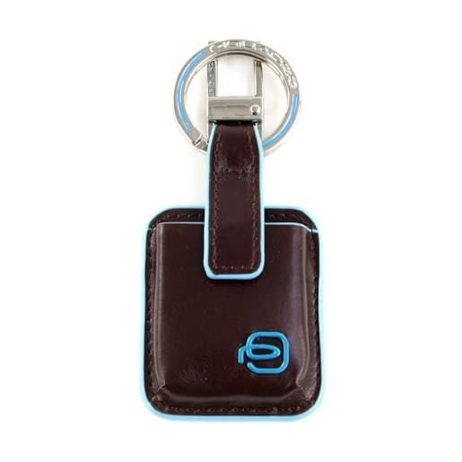 Piquadro blue square portachiavi, pelle, mogano, 10 cm