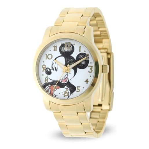 Disney orologio analogico al quarzo analogico unisex w001844 mickey mouse, oro, bracciale