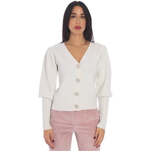 WHITE WISE cardigan WHITE WISE in lurex con maniche a sbuffo, colore bianco