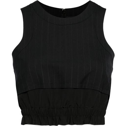 sacai top corto gessato smanicato - nero