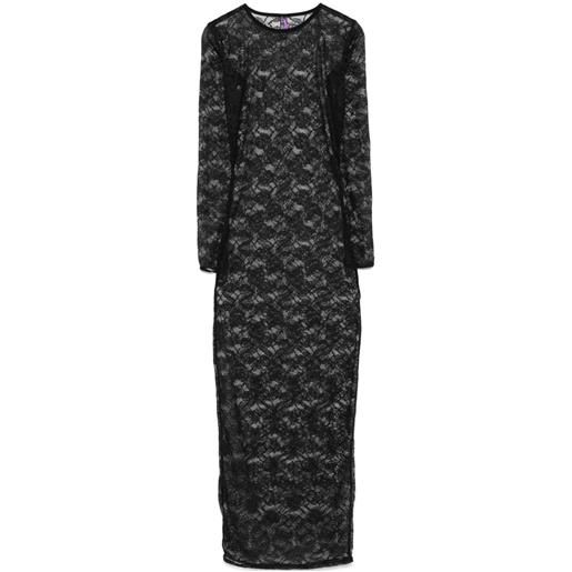 Maison Close abito mini in pizzo chantilly - nero