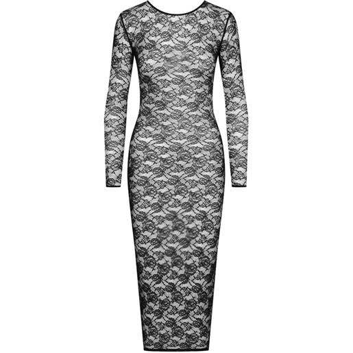 Maison Close abito midi flashback a maniche lunghe - nero