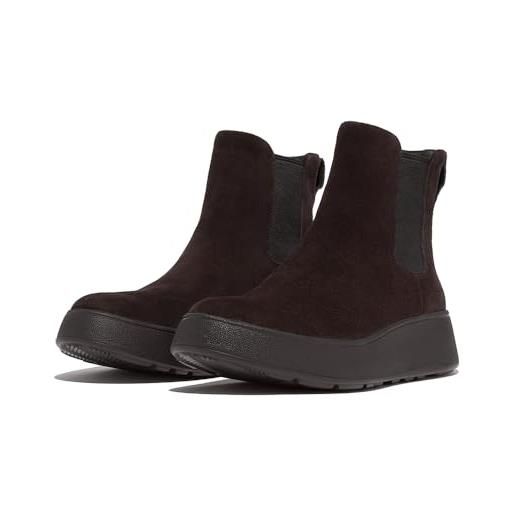 Fitflop stivali chelsea flatform in camoscio f-mode, donna, marrone cioccolato, 41 eu