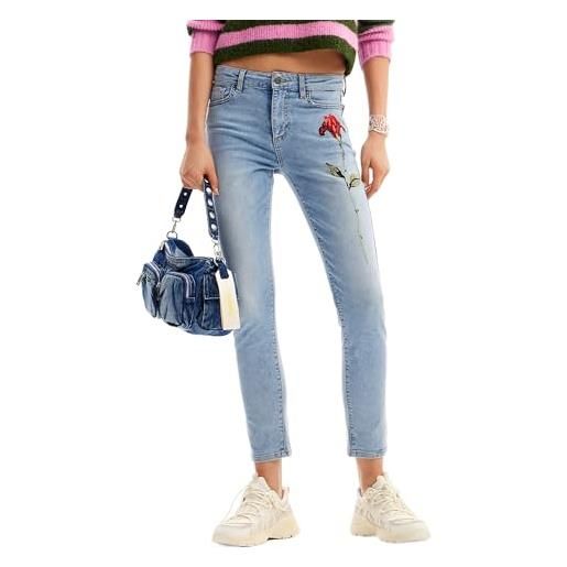 Desigual pantaloni lunghi da donna in denim jeans, blu, 42