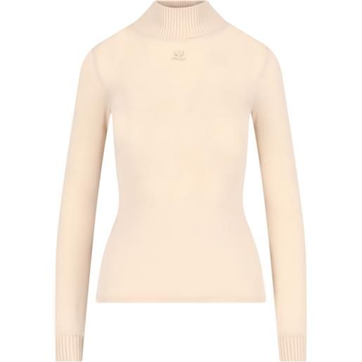 Courrèges top a collo alto con applicazione logo - rosa