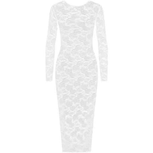 Maison Close abito midi flashback a maniche lunghe - bianco