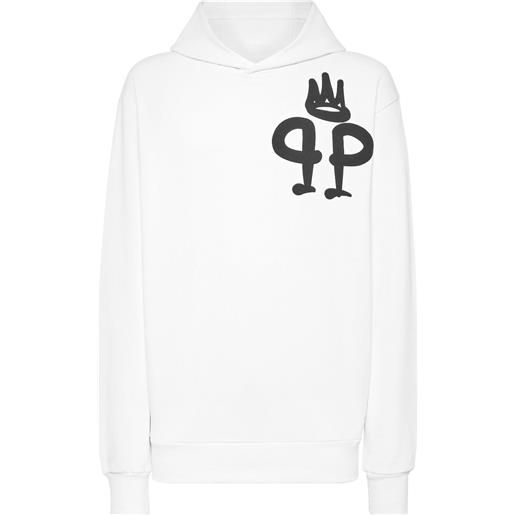 Philipp Plein felpa king con cappuccio - bianco