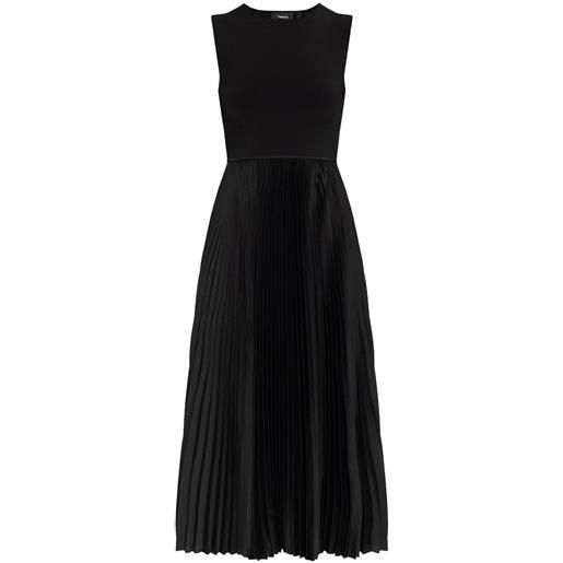 Theory abito in raso plissettato - nero