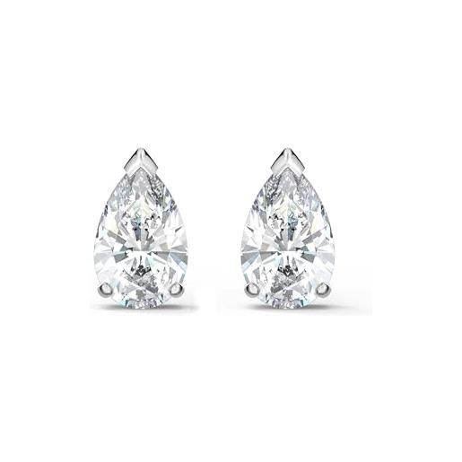 Swarovski orecchini a lobo attract, taglio drop, bianchi, placcato rodio