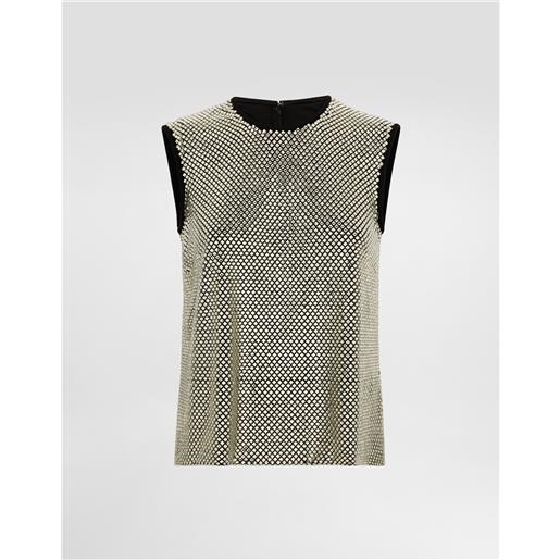Dolce & Gabbana blusa senza maniche in crystal mesh