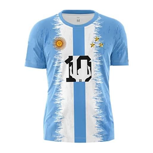 YuanDiann argentina vince magliette commemorative 3 stelle bbandiera stampa 2022 coppa del mondo di calcio maglia girocollo manica corta t shirt per uomo e donna 3# 6xl