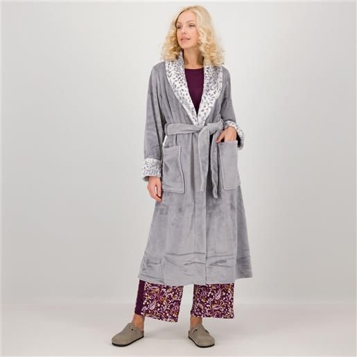 Carole Hochman vestaglia in plush con collo e polsi in pelo sintetico