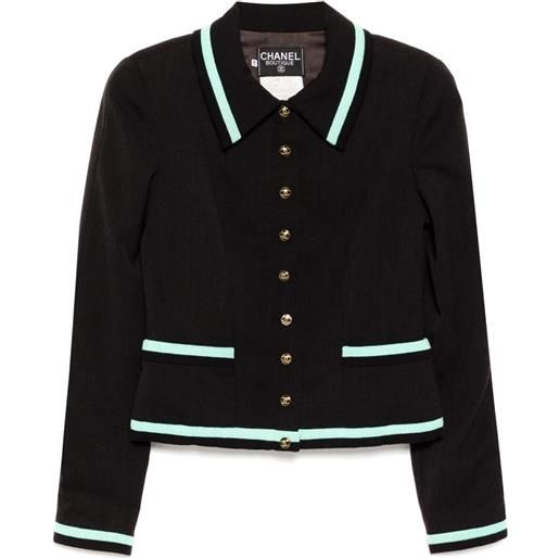 CHANEL Pre-Owned - giacca monopetto 1994 - donna - elastam/lana/seta/lycra - 42 - nero