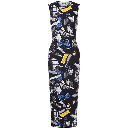 MOSCHINO JEANS abito midi con stampa - nero