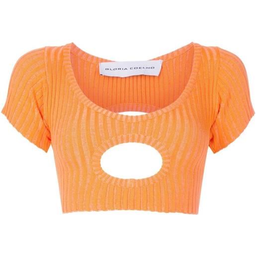 Gloria Coelho top crop con dettaglio cut-out - arancione