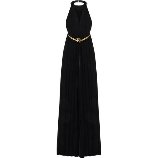 Elisabetta Franchi abito lungo con scollo all'americana - nero