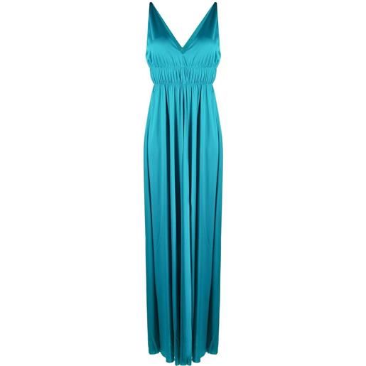 P.A.R.O.S.H. abito stile impero con ruches - blu