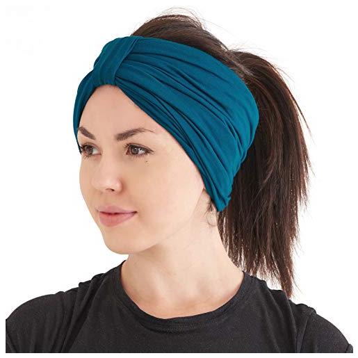 CHARM paraorecchie donna e fascia per capelli con nodo ampia 2 in 1, copricapo invernale, turbante chemio e fascia capelli skincare scalda orecchie blu verde