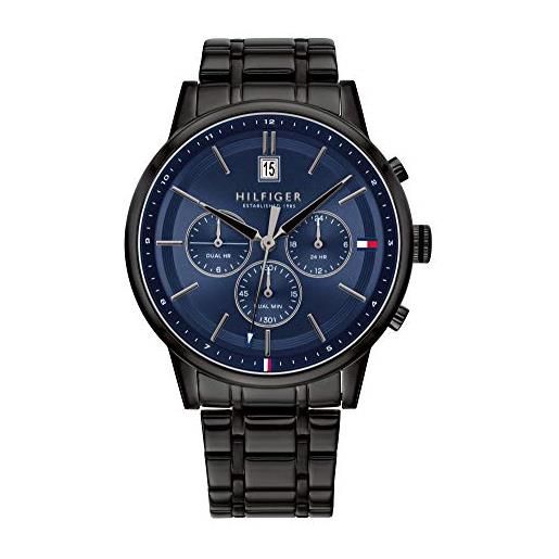 Tommy Hilfiger orologio analogico multifunzione al quarzo da uomo con cinturino in acciaio inossidabile nero - 1791633