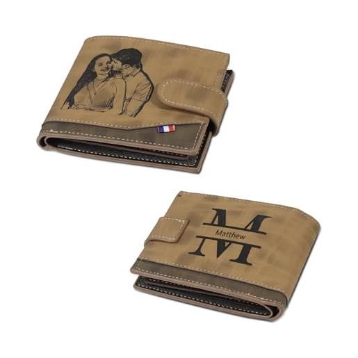 Jeweidea portafoglio uomo in pelle pu personalizzato con foto portafoglio sottile da uomo con porta carte identità per papà marito