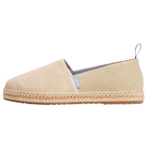 Tommy Hilfiger uomo espadrillas flex mix in pelle scamosciata, beige (sandalwood), 45