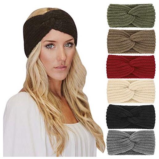 DRESHOW 6 pezzi fasce per capelli tessuto di lana turbante fascia da donna invernale accessori cerchietti per donna ragazze