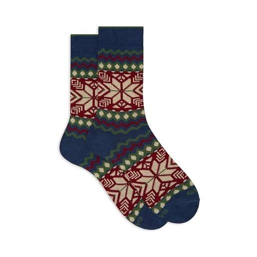 Gallo calze corte uomo blu fantasia greca natalizia